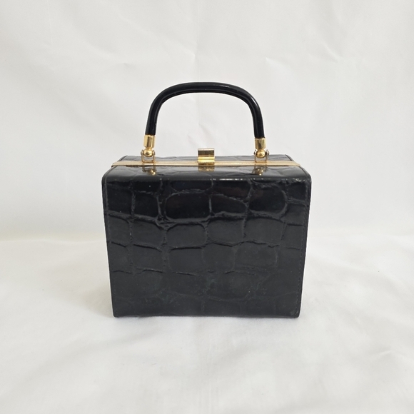 Vintage Handbags - Vintage Mini Apothecary Pill Box Croc Print Handbag